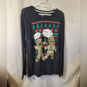 Seven Oaks Size XXL Christmas Holiday‎ long Sleeve Tshirt Gingerbread Man